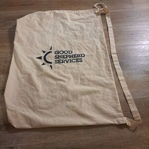 Good Shepherd Services Beige / Cream Large Cotton Drawstring Tote Bag Unisex VTG
